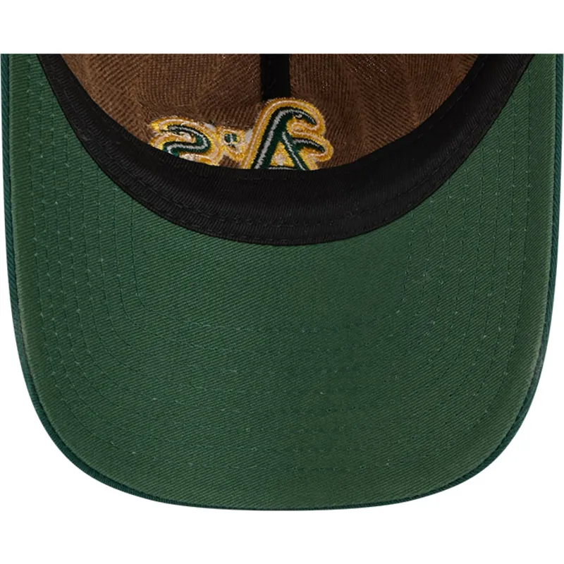 petten-gebogen-bruin-verstelbaar-9twenty-a-frame-wool-pinstripe-van-oakland-athletics-mlb-van-new-era