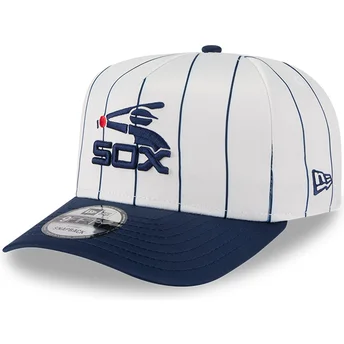 Petten gebogen wit snapback 9FIFTY A Frame Satin Pinstripe van Chicago White Sox MLB van New Era