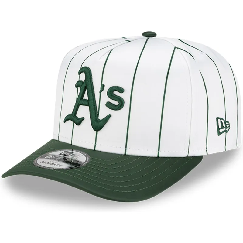 petten-gebogen-wit-snapback-9fifty-a-frame-satin-pinstripe-van-oakland-athletics-mlb-van-new-era