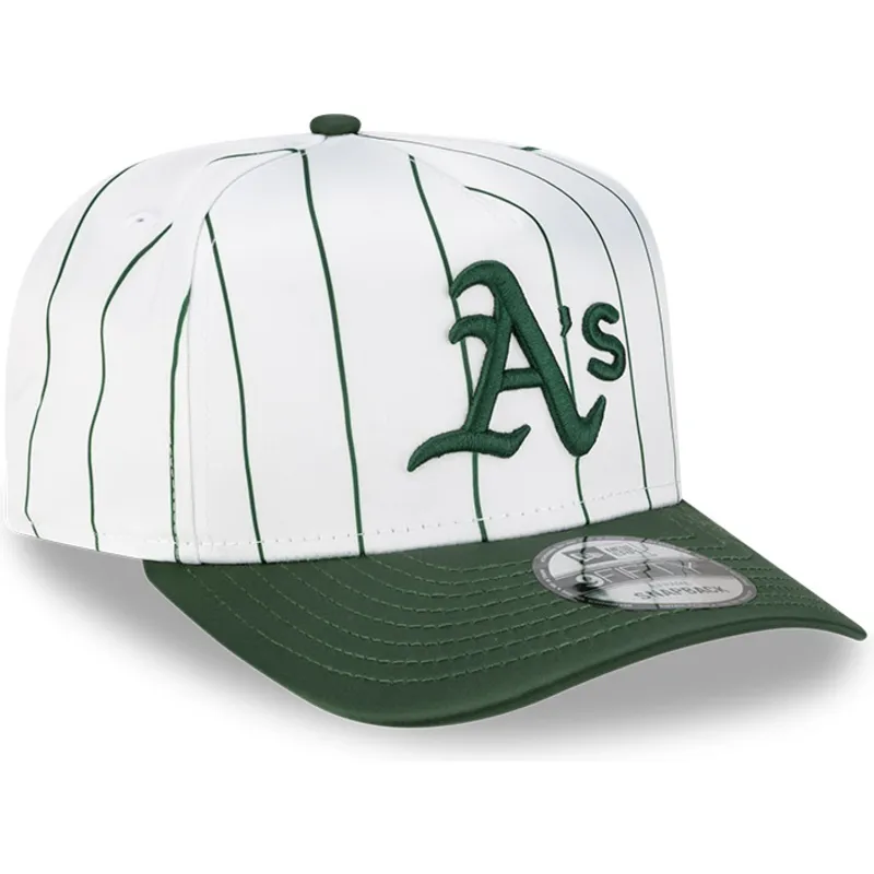 petten-gebogen-wit-snapback-9fifty-a-frame-satin-pinstripe-van-oakland-athletics-mlb-van-new-era