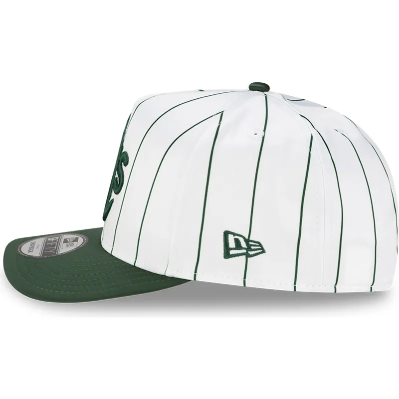petten-gebogen-wit-snapback-9fifty-a-frame-satin-pinstripe-van-oakland-athletics-mlb-van-new-era