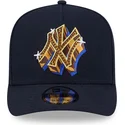 petten-gebogen-marineblauw-snapback-9fifty-a-frame-emblem-van-new-york-yankees-mlb-van-new-era