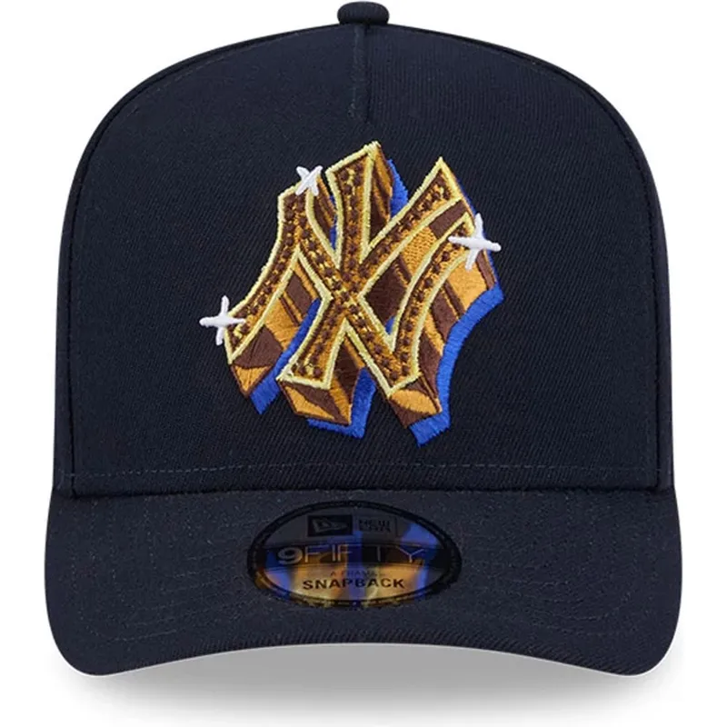 petten-gebogen-marineblauw-snapback-9fifty-a-frame-emblem-van-new-york-yankees-mlb-van-new-era