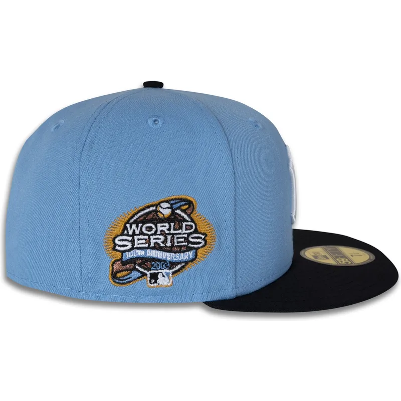petten-plat-blauw-fitted-59fifty-world-series-2003-side-patch-van-new-york-yankees-mlb-van-new-era petten-plat-blauw-fitted-59fifty-world-series-2003-side-patch-van-new-york-yankees-mlb-van-new-era