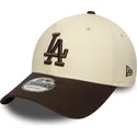 petten-gebogen-bruin-verstelbaar-9forty-side-patch-van-los-angeles-dodgers-mlb-van-new-era