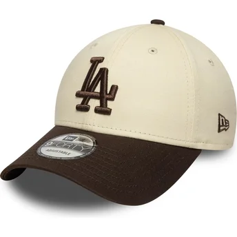 Petten gebogen bruin verstelbaar 9FORTY Side Patch van Los Angeles Dodgers MLB van New Era