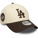 petten-gebogen-bruin-verstelbaar-9forty-side-patch-van-los-angeles-dodgers-mlb-van-new-era