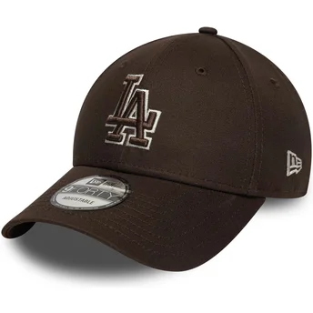 Petten gebogen bruin verstelbaar 9FORTY Outline van Los Angeles Dodgers MLB van New Era
