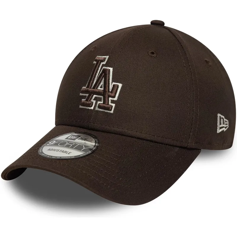 petten-gebogen-bruin-verstelbaar-9forty-outline-van-los-angeles-dodgers-mlb-van-new-era