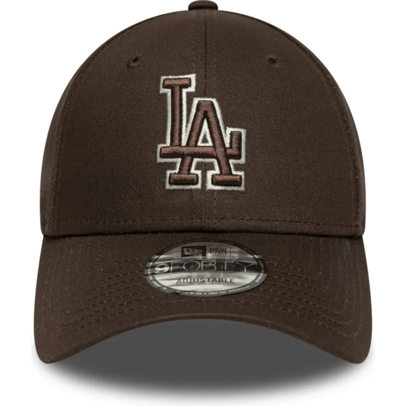 petten-gebogen-bruin-verstelbaar-9forty-outline-van-los-angeles-dodgers-mlb-van-new-era