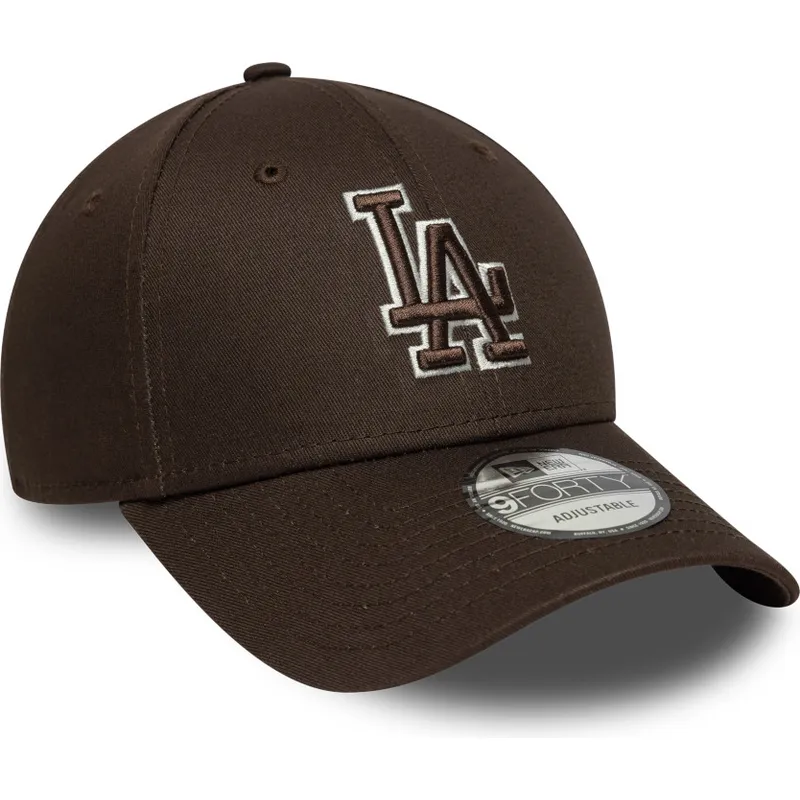 petten-gebogen-bruin-verstelbaar-9forty-outline-van-los-angeles-dodgers-mlb-van-new-era