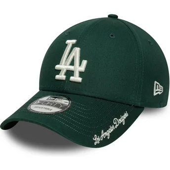 Petten gebogen groen verstelbaar 9FORTY Visor Script van Los Angeles Dodgers MLB van New Era