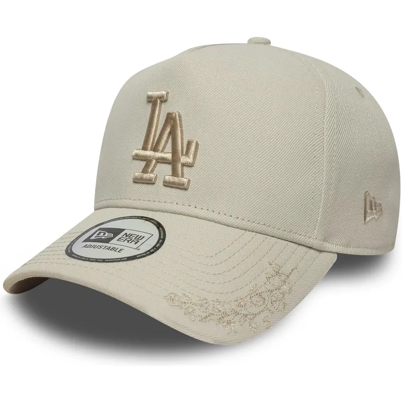 petten-gebogen-beige-snapback-9forty-e-frame-tonal-icon-van-los-angeles-dodgers-mlb-van-new-era