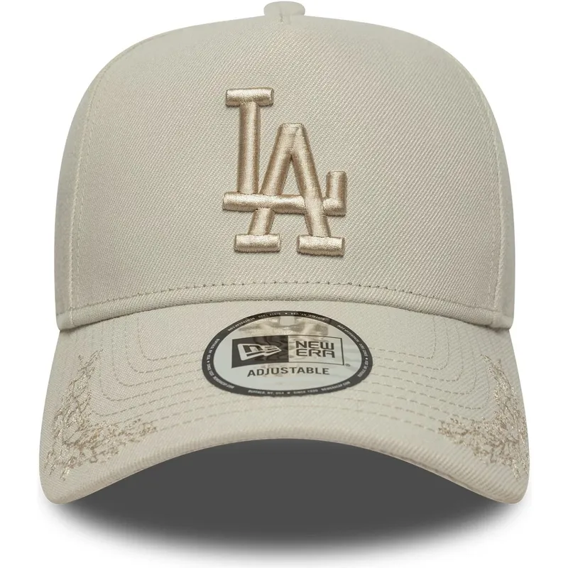 petten-gebogen-beige-snapback-9forty-e-frame-tonal-icon-van-los-angeles-dodgers-mlb-van-new-era