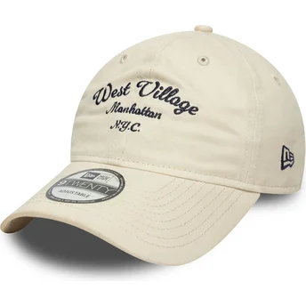 Petten gebogen beige verstelbaar West Village 9TWENTY Wordmark van New Era