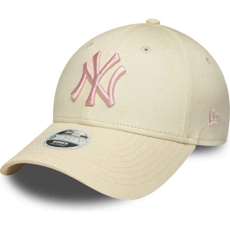 petten-gebogen-beige-verstelbaar-rosa-9forty-league-essential-van-new-york-yankees-mlb-van-new-era