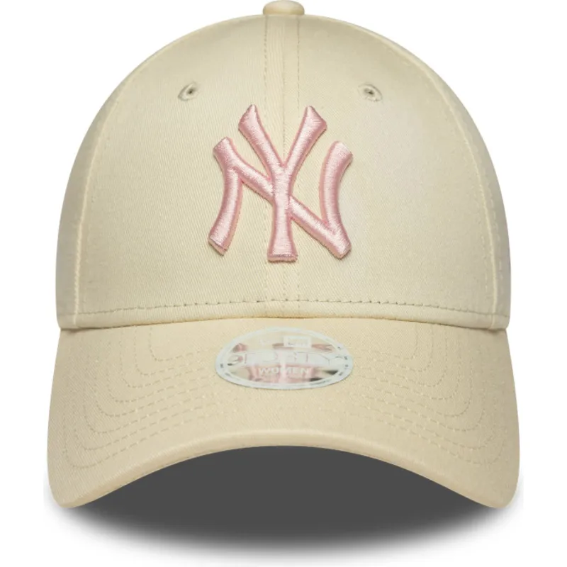 petten-gebogen-beige-verstelbaar-rosa-9forty-league-essential-van-new-york-yankees-mlb-van-new-era