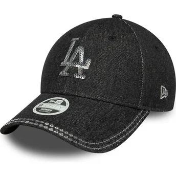 Petten gebogen zwart verstelbaar 9FORTY Sequin Denim van Los Angeles Dodgers MLB van New Era