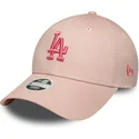 petten-gebogen-roze-verstelbaar-9forty-league-essential-van-los-angeles-dodgers-mlb-van-new-era