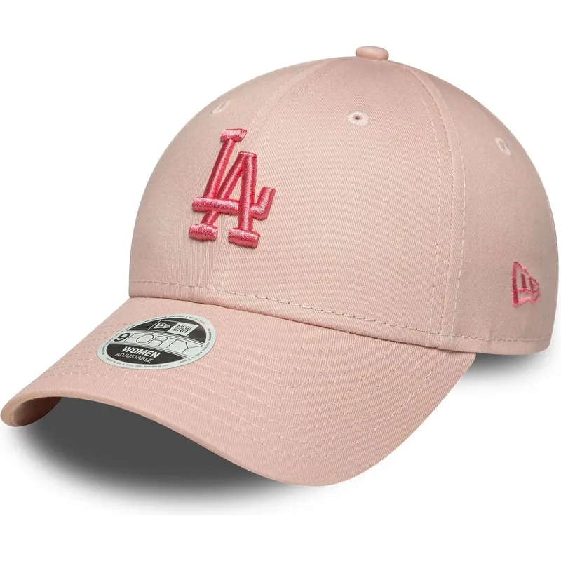 petten-gebogen-roze-verstelbaar-9forty-league-essential-van-los-angeles-dodgers-mlb-van-new-era
