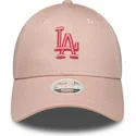 petten-gebogen-roze-verstelbaar-9forty-league-essential-van-los-angeles-dodgers-mlb-van-new-era