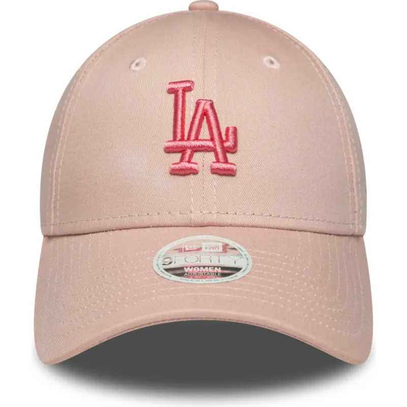 petten-gebogen-roze-verstelbaar-9forty-league-essential-van-los-angeles-dodgers-mlb-van-new-era
