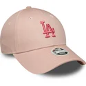 petten-gebogen-roze-verstelbaar-9forty-league-essential-van-los-angeles-dodgers-mlb-van-new-era