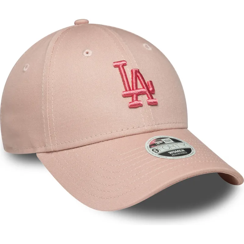 petten-gebogen-roze-verstelbaar-9forty-league-essential-van-los-angeles-dodgers-mlb-van-new-era