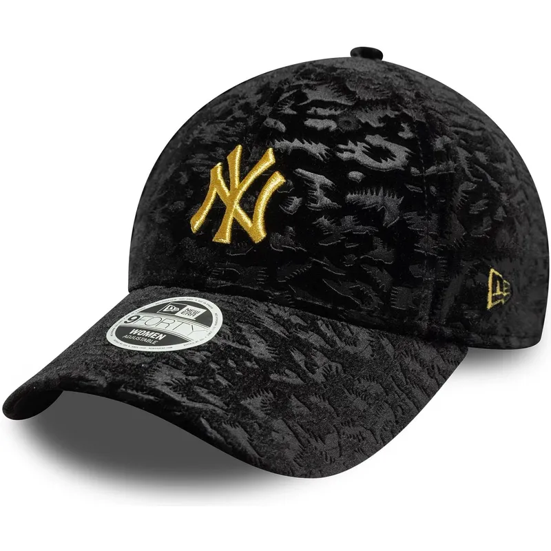 petten-gebogen-zwart-verstelbaar-9forty-leo-velour-metallic-van-new-york-yankees-mlb-van-new-era