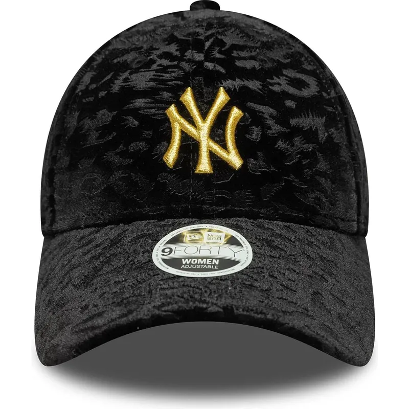 petten-gebogen-zwart-verstelbaar-9forty-leo-velour-metallic-van-new-york-yankees-mlb-van-new-era