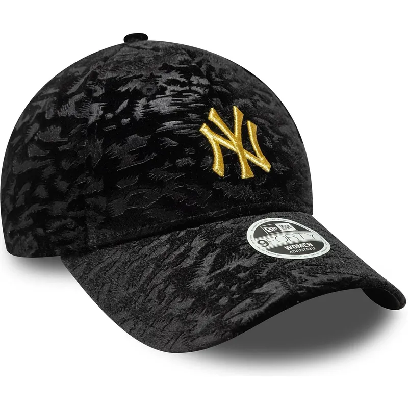 petten-gebogen-zwart-verstelbaar-9forty-leo-velour-metallic-van-new-york-yankees-mlb-van-new-era