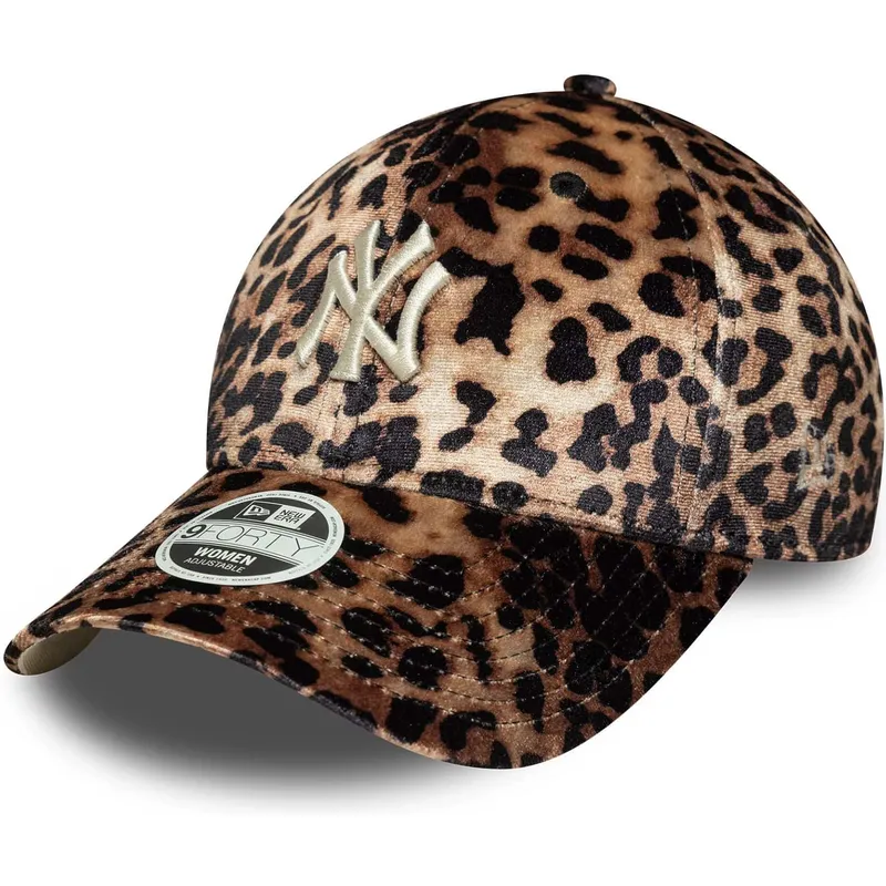 petten-gebogen-luipaard-verstelbaar-9forty-leo-velour-van-new-york-yankees-mlb-van-new-era