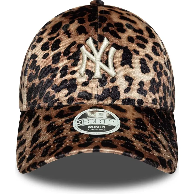 petten-gebogen-luipaard-verstelbaar-9forty-leo-velour-van-new-york-yankees-mlb-van-new-era