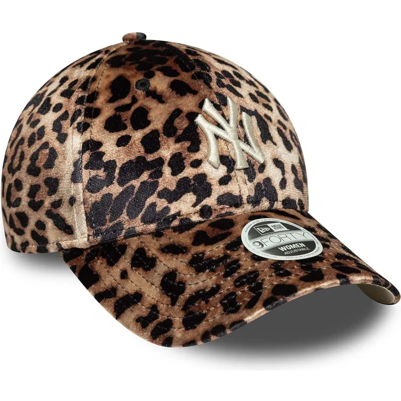 petten-gebogen-luipaard-verstelbaar-9forty-leo-velour-van-new-york-yankees-mlb-van-new-era