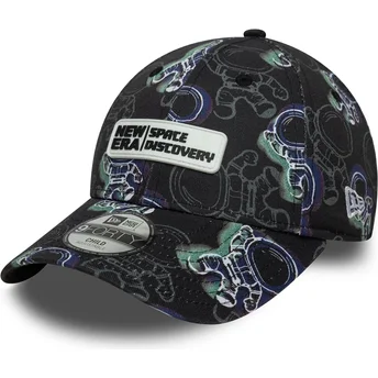 Petten gebogen zwart verstelbaar voor kinderen 9FORTY Space All Over Print van New Era