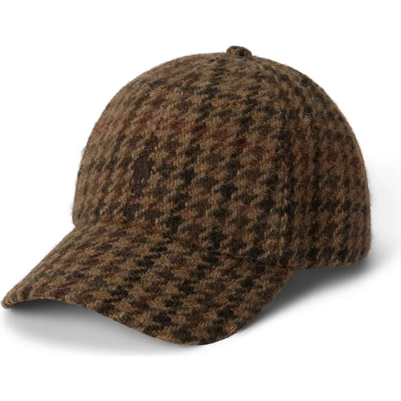 petten-gebogen-bruin-verstelbaar-checked-wool-tweed-van-polo-ralph-lauren