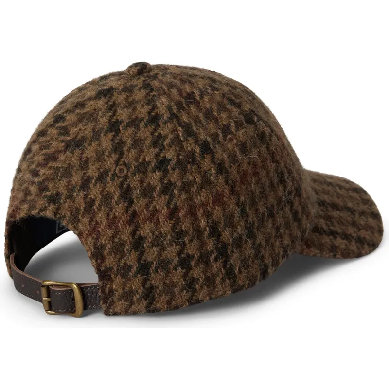 petten-gebogen-bruin-verstelbaar-checked-wool-tweed-van-polo-ralph-lauren