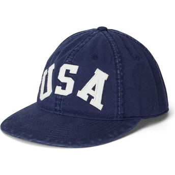 Petten plat marineblauw verstelbaar USA Appliqued Twill van Polo Ralph Lauren