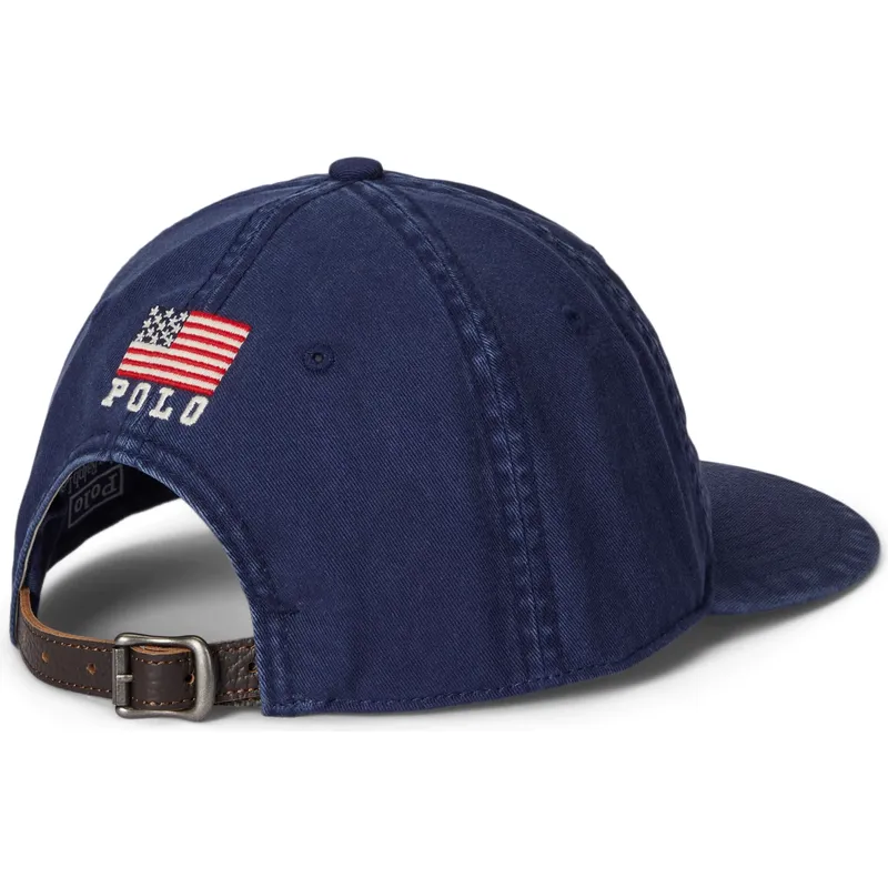 petten-plat-marineblauw-verstelbaar-usa-appliqued-twill-van-polo-ralph-lauren