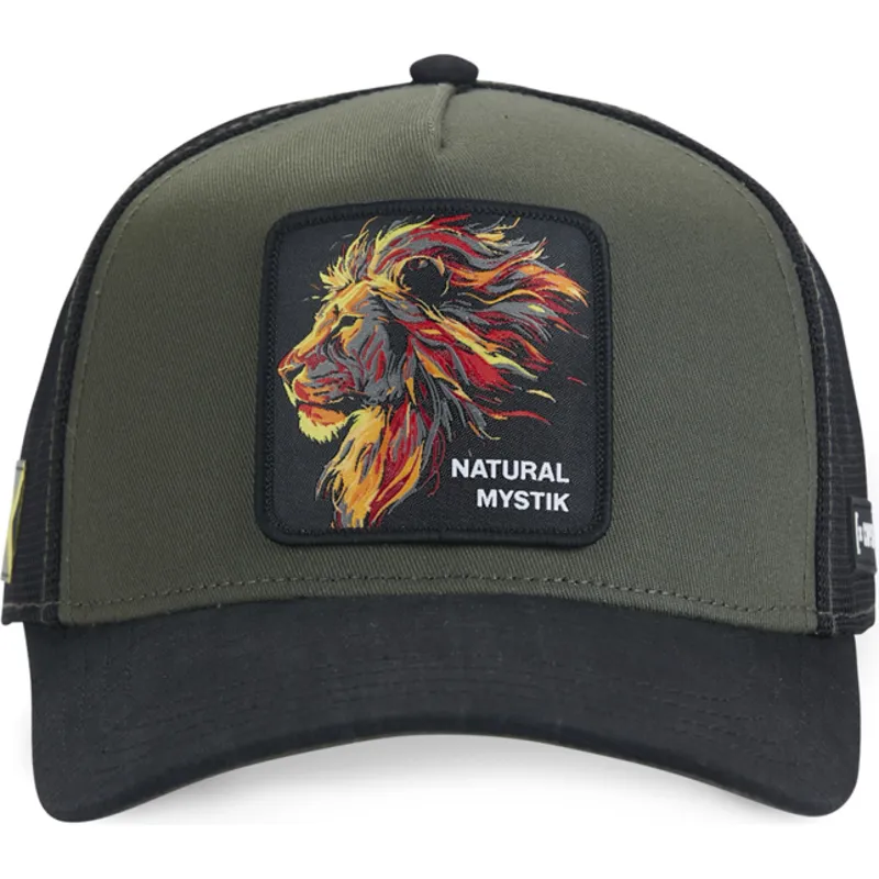 petten-gebogen-zwart-snapback-natural-mystik-mys-leeuw-fabeldieren-van-capslab