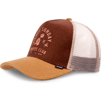 Petten gebogen bruin snapback HFT Lazy Barista van Djinns