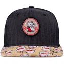 petten-plat-zwart-snapback-voor-kinderen-lucky-cat-linen-rev-van-djinns
