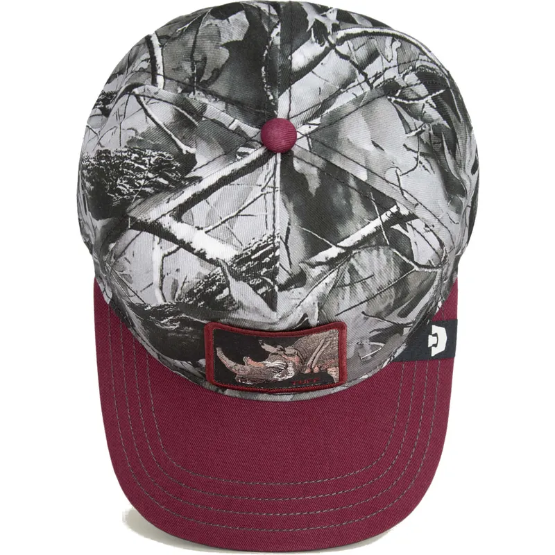 petten-gebogen-rood-snapback-tuff-camo-desaturated-camo-the-farm-van-goorin-bros