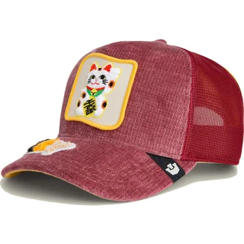 Petten gebogen rood snapback Lucky Maneki-Neko Happy...
