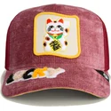 petten-gebogen-rood-snapback-lucky-maneki-neko-happy-thoughts-the-farm-van-goorin-bros
