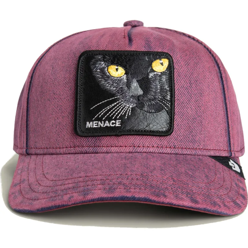 petten-gebogen-rood-snapback-denim-menace-rail-bird-the-showdown-the-farm-van-goorin-bros