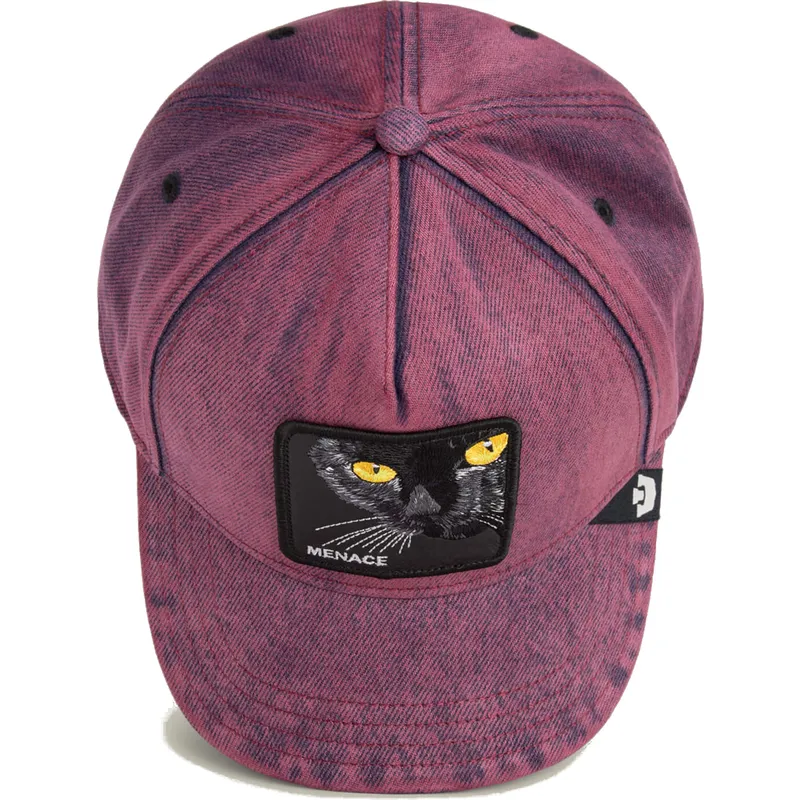 petten-gebogen-rood-snapback-denim-menace-rail-bird-the-showdown-the-farm-van-goorin-bros