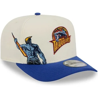 Petten gebogen blauw snapback 9FIFTY A Frame Precurved Hardwood Classics van Golden State Warriors NBA van New Era