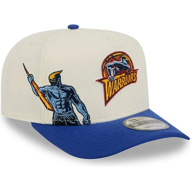 petten-gebogen-blauw-snapback-9fifty-a-frame-precurved-hardwood-classics-van-golden-state-warriors-nba-van-new-era