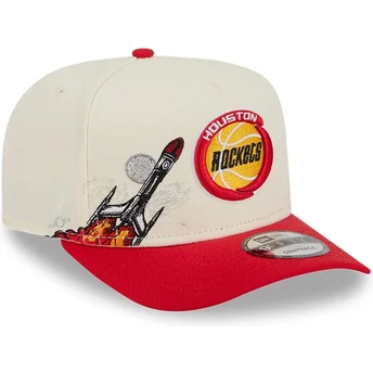 Petten gebogen rood snapback 9FIFTY A Frame Precurved Hardwood Classics van Houston Rockets NBA van New Era